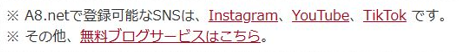 登録可能なSNS、無料ブログの説明